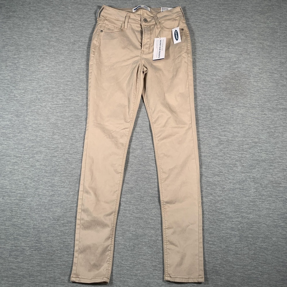 Old Navy Jeans Womens 0 Beige Rockstar Super Skinny High Rise Sateen Secret Slim